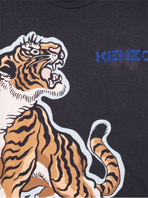 T-shirt bambino con stampa grande tigre fronte e retro KENZO Kids | K25634082